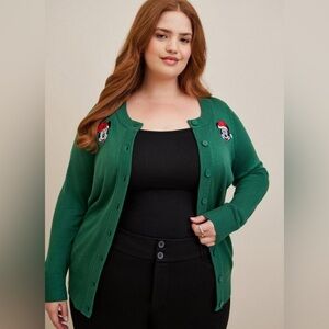 Disney Torrid Mickie & Minnie Cardigan Button Front Sweater Plus 2x 18-20